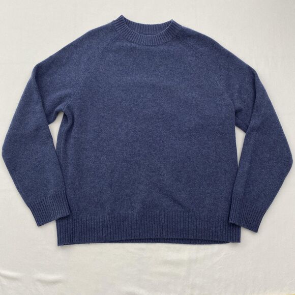 NAADAM 100% Cashmere Sweater Mens Large Blue Crewneck Raglan Knit Pullover Soft - Picture 1 of 9